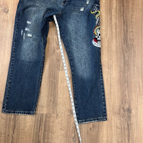 NEW Ed Hardy NYC Skull Snake Eagle Tattoo Slim Fit Distressed Jeans - Picture 10 of 13